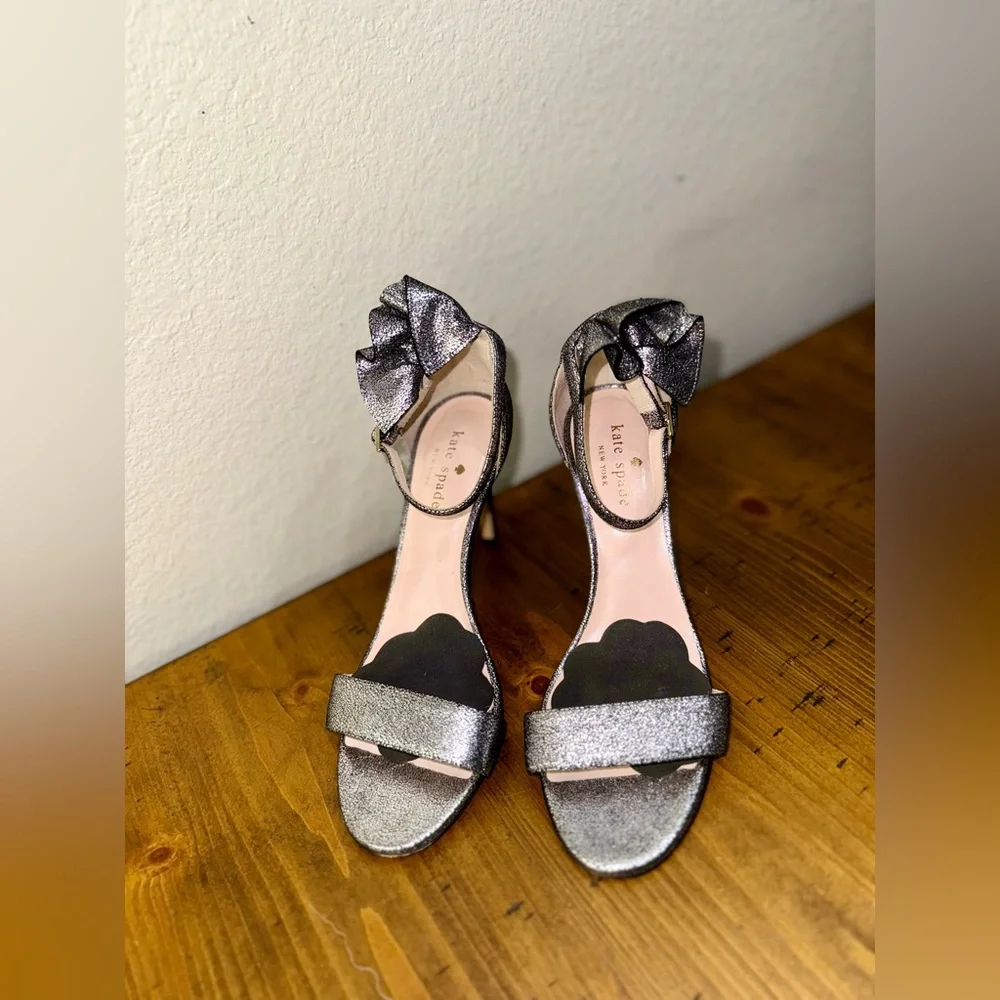 Kate‎ Spade Women's Silver Iris Patent Ankle Strap Heels- Size 6